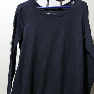 New! Anna Black Tee with Lace